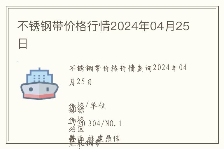 不銹鋼帶價格行情2024年04月25日
