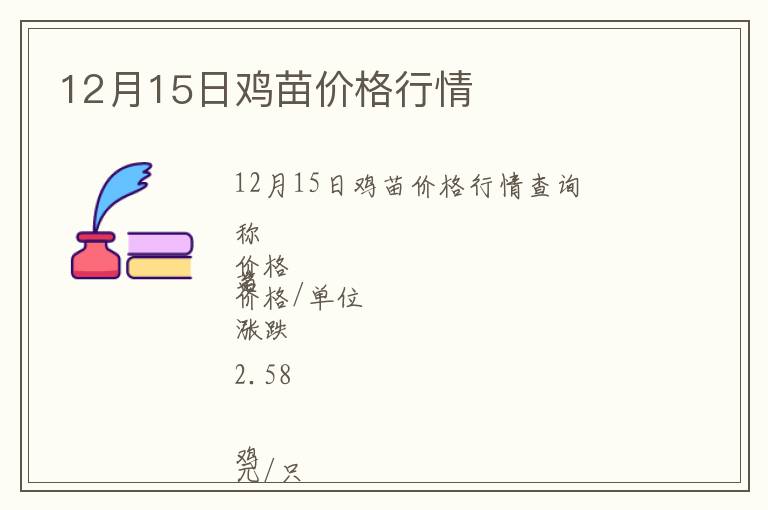 12月15日雞苗價格行情