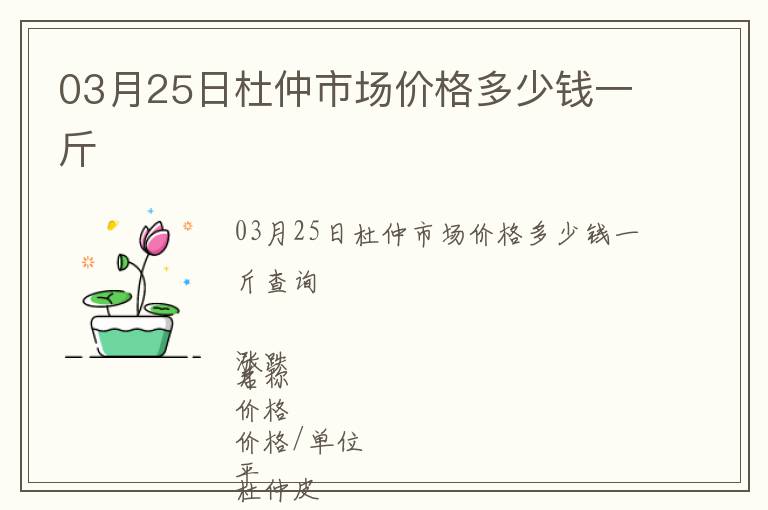 03月25日杜仲市場價格多少錢一斤