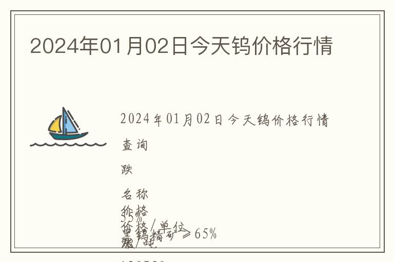 2024年01月02日今天鎢價(jià)格行情