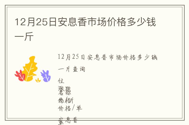 12月25日安息香市場價(jià)格多少錢一斤