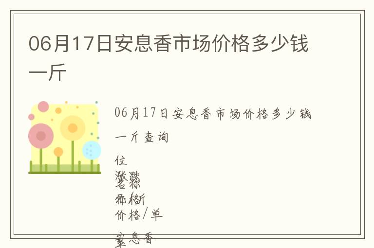06月17日安息香市場(chǎng)價(jià)格多少錢(qián)一斤
