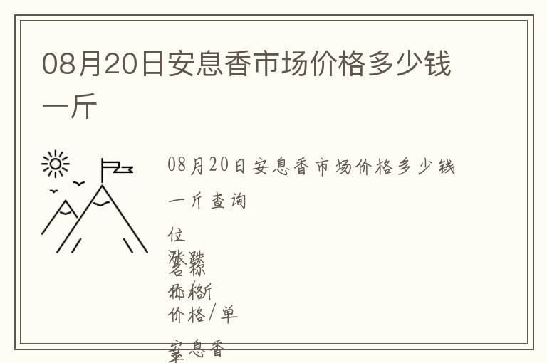 08月20日安息香市場價(jià)格多少錢一斤