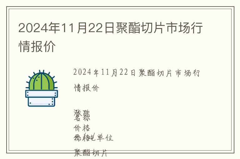 2024年11月22日聚酯切片市場行情報(bào)價(jià)