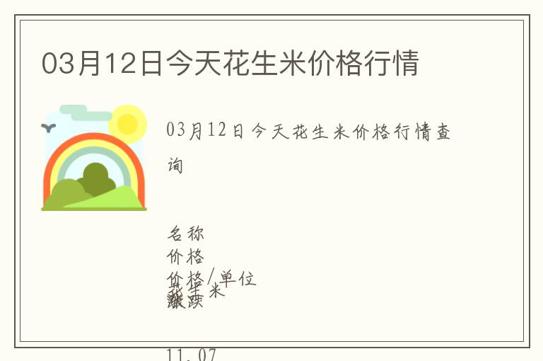 03月12日今天花生米價格行情