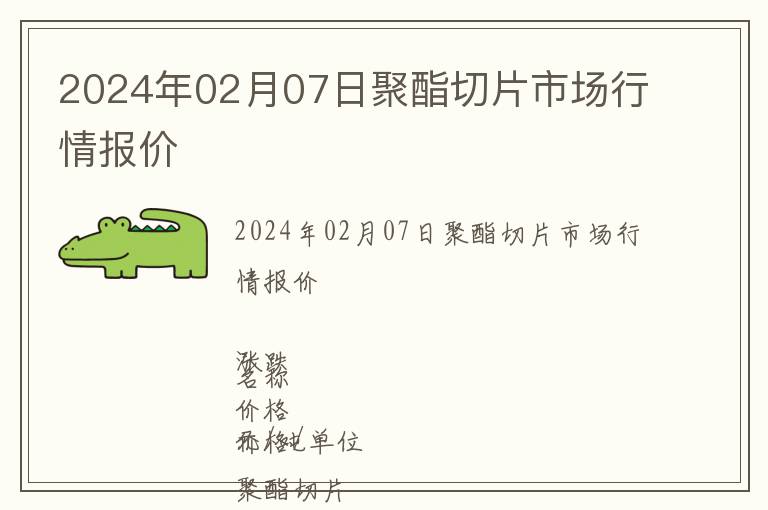 2024年02月07日聚酯切片市場(chǎng)行情報(bào)價(jià)