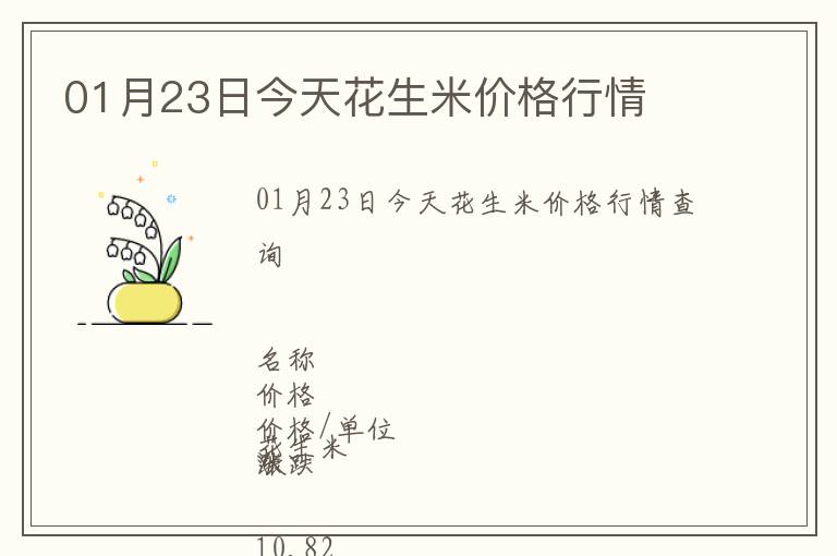 01月23日今天花生米價(jià)格行情