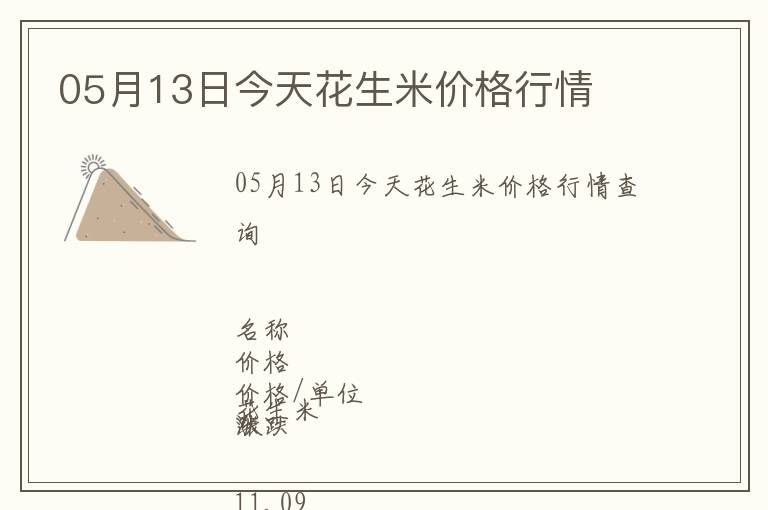05月13日今天花生米價(jià)格行情