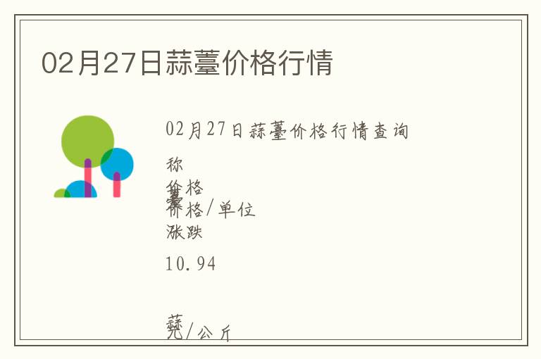 02月27日蒜薹價(jià)格行情