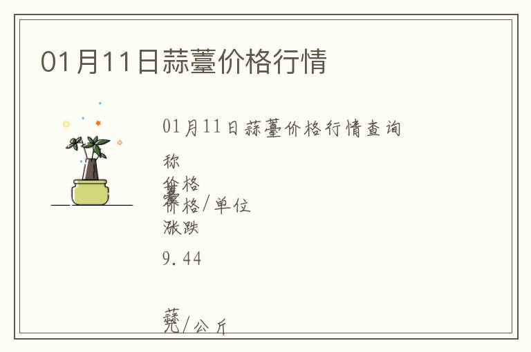 01月11日蒜薹價格行情