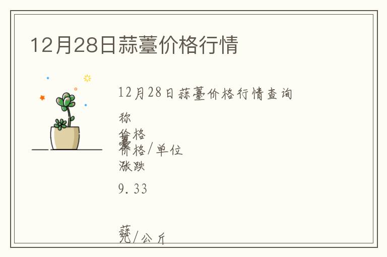 12月28日蒜薹價格行情
