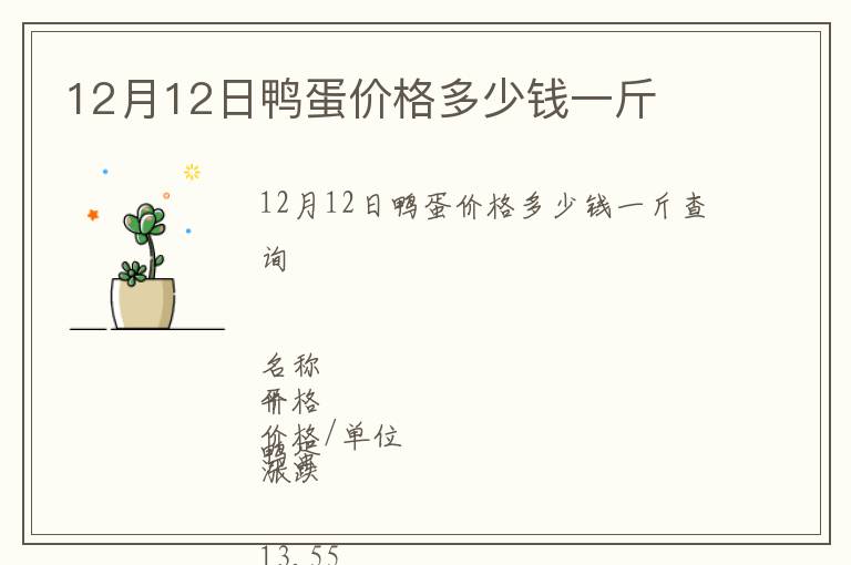 12月12日鴨蛋價(jià)格多少錢一斤