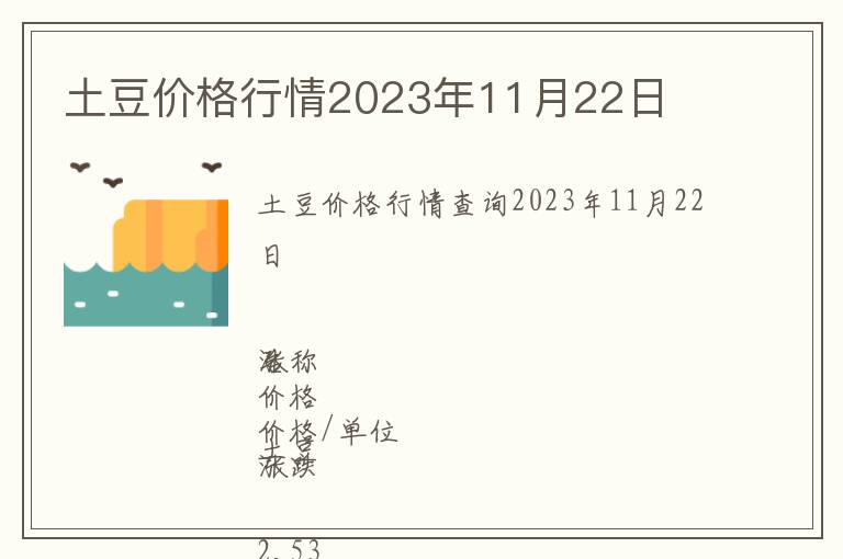 土豆價(jià)格行情2023年11月22日