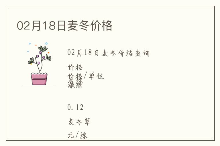 02月18日麥冬價格
