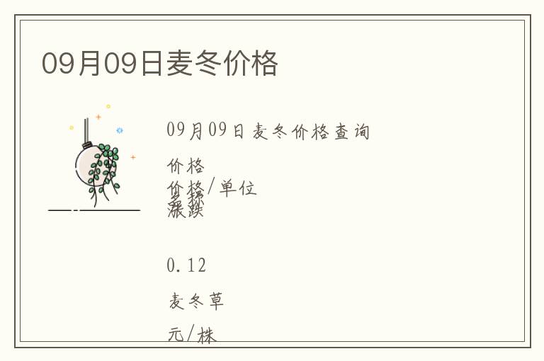 09月09日麥冬價(jià)格