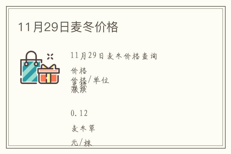 11月29日麥冬價(jià)格