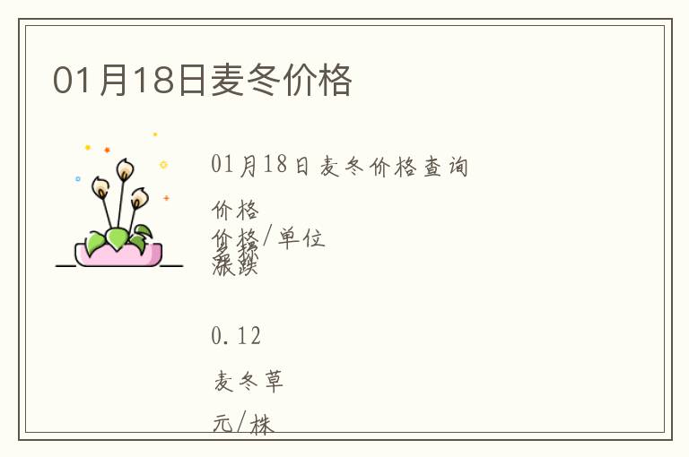 01月18日麥冬價格