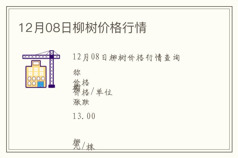 12月08日柳樹價(jià)格行情