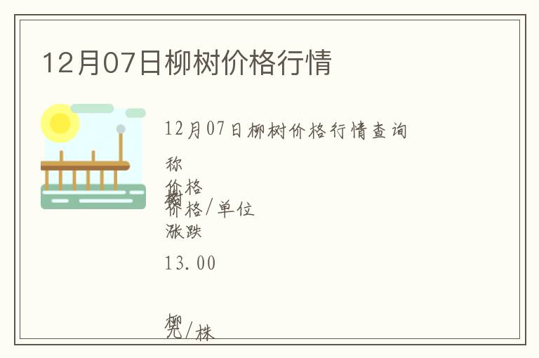 12月07日柳樹價格行情