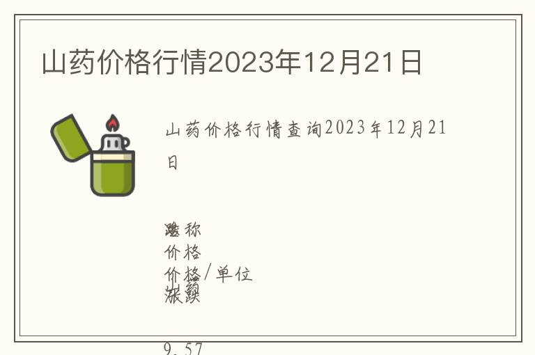 山藥價格行情2023年12月21日
