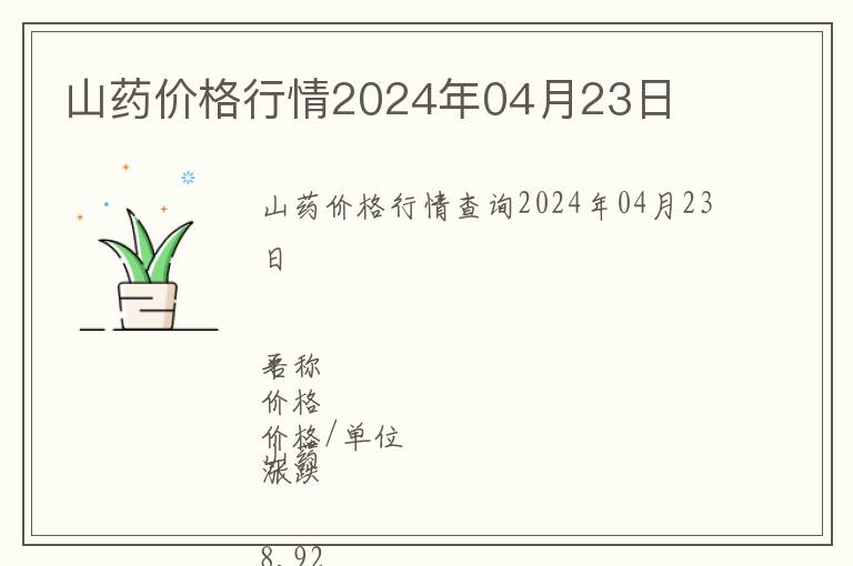 山藥價格行情2024年04月23日