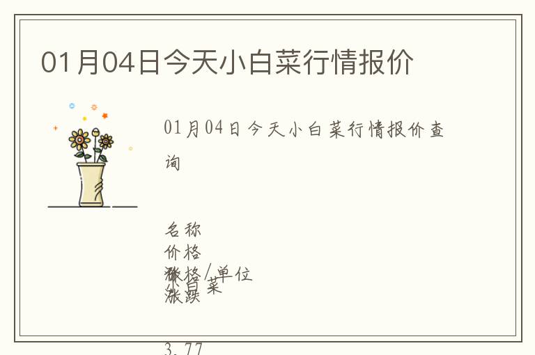 01月04日今天小白菜行情報價