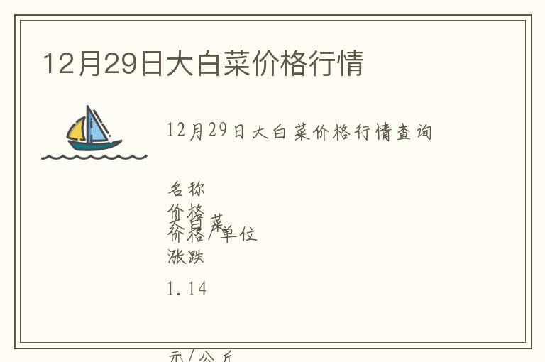 12月29日大白菜價格行情
