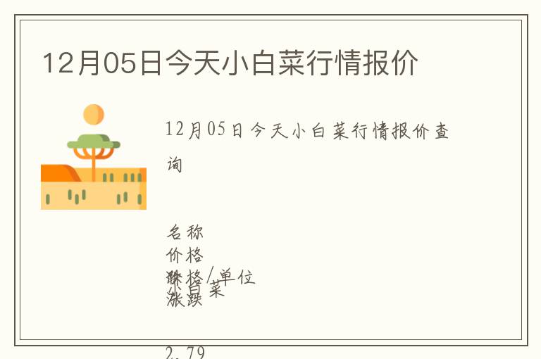12月05日今天小白菜行情報價