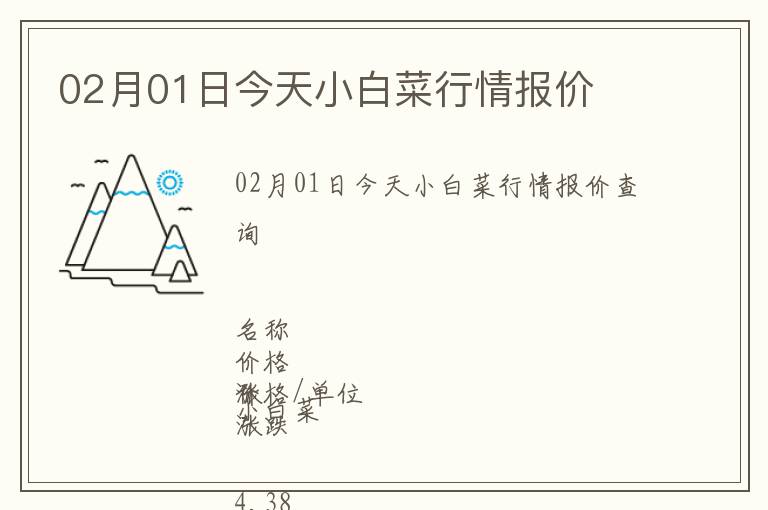 02月01日今天小白菜行情報價