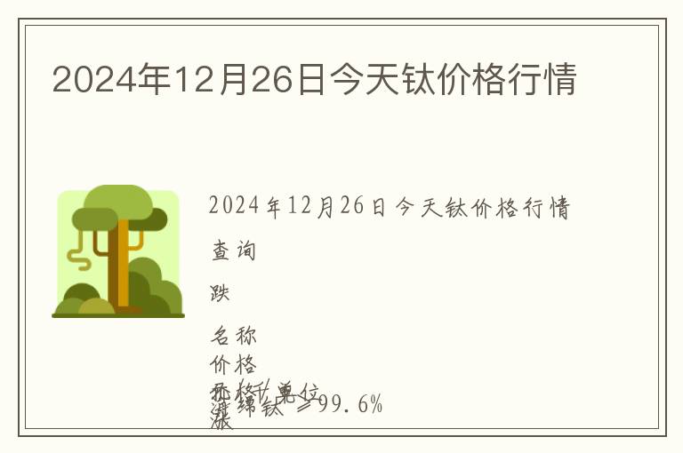 2024年12月26日今天鈦價格行情