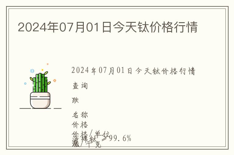 2024年07月01日今天鈦價(jià)格行情