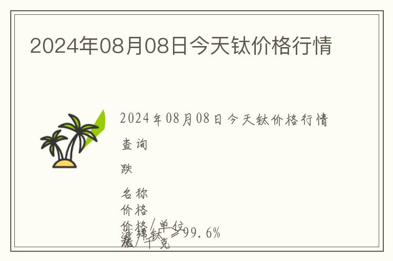 2024年08月08日今天鈦價(jià)格行情