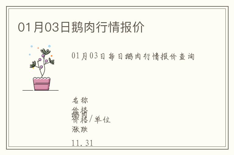 01月03日鵝肉行情報(bào)價(jià)