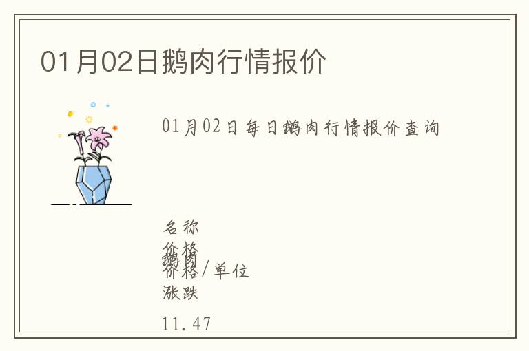 01月02日鵝肉行情報價