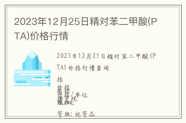2023年12月25日精對苯二甲酸(PTA)價格行情