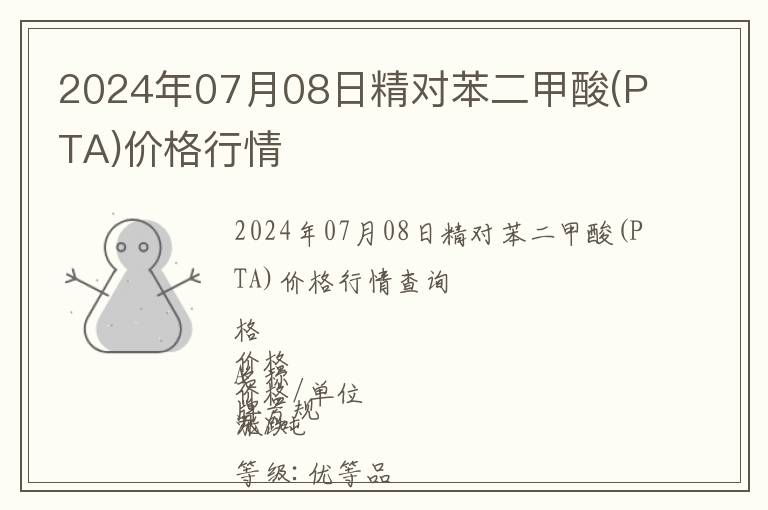 2024年07月08日精對苯二甲酸(PTA)價格行情