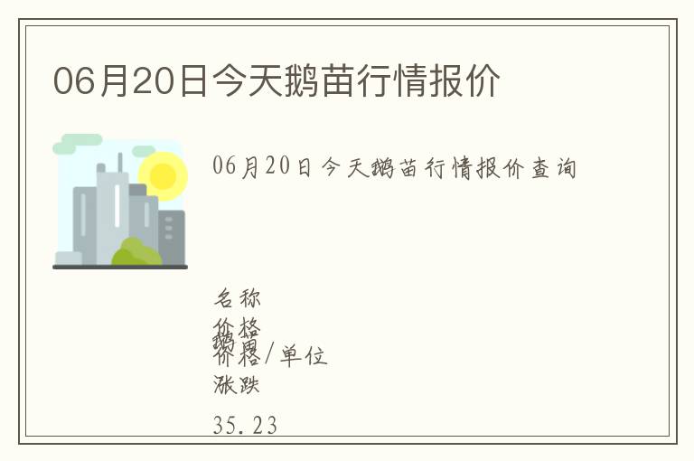 06月20日今天鵝苗行情報(bào)價(jià)
