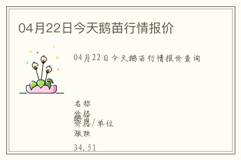 04月22日今天鵝苗行情報價