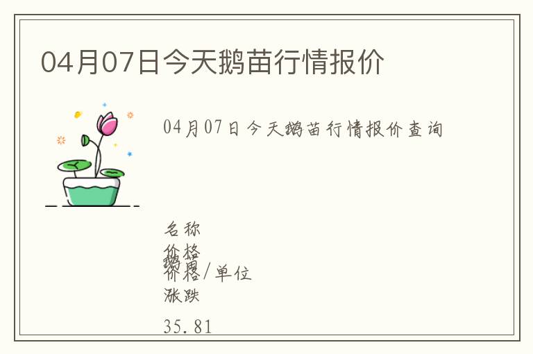 04月07日今天鵝苗行情報價