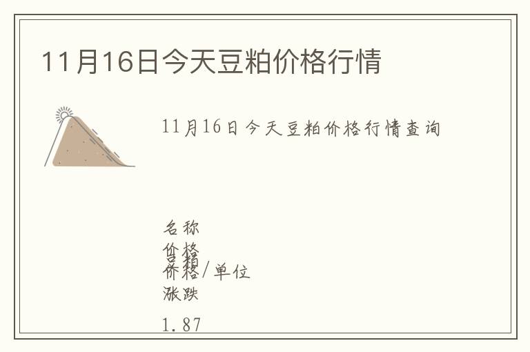 11月16日今天豆粕價(jià)格行情