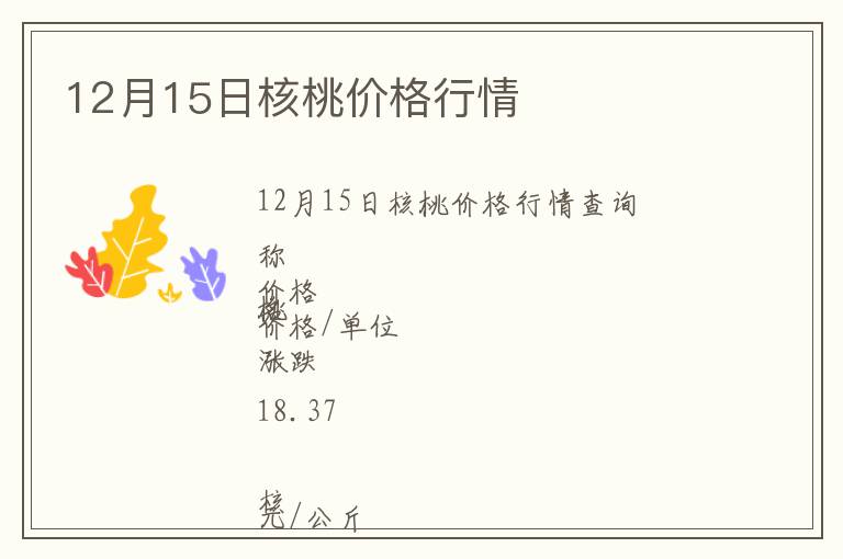 12月15日核桃價(jià)格行情