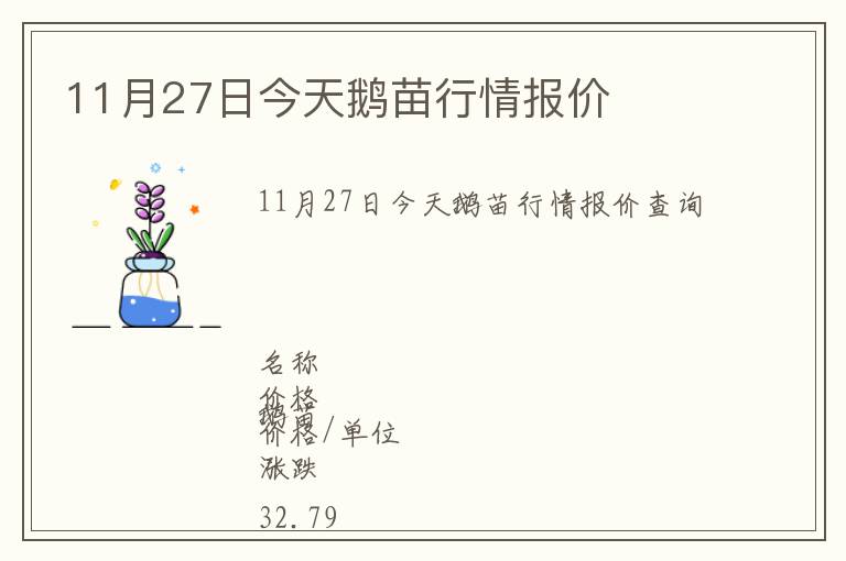 11月27日今天鵝苗行情報(bào)價(jià)
