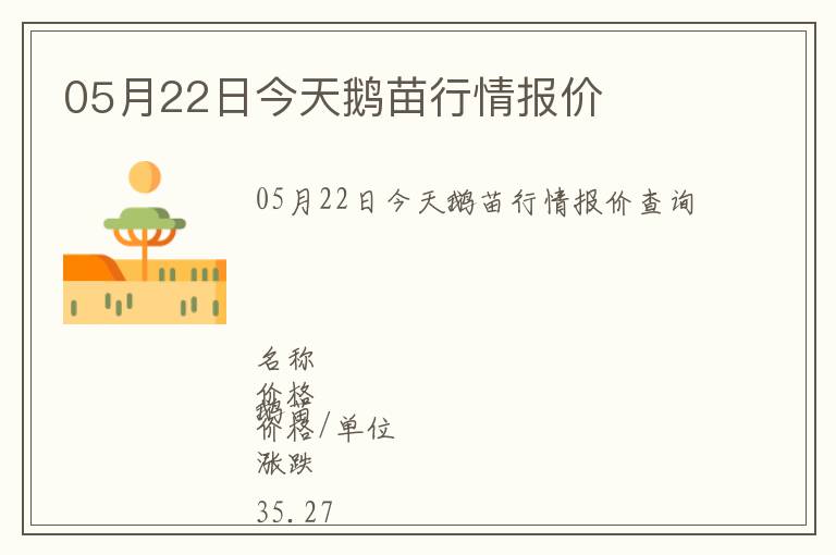 05月22日今天鵝苗行情報價