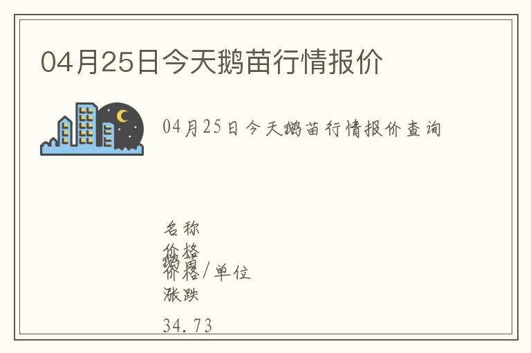 04月25日今天鵝苗行情報價