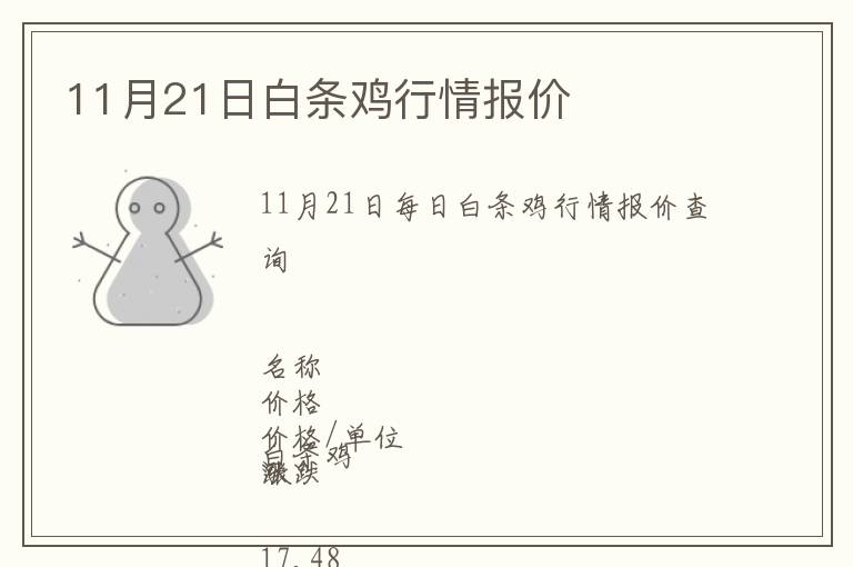 11月21日白條雞行情報(bào)價(jià)