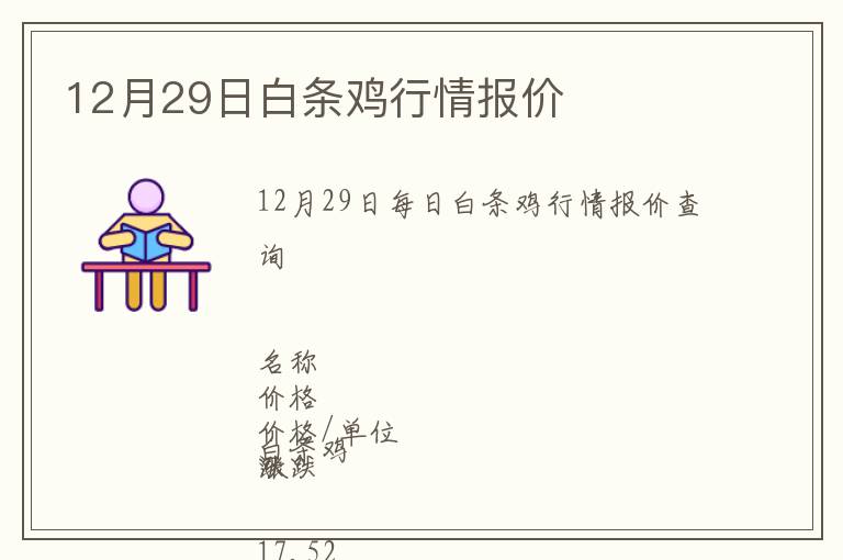 12月29日白條雞行情報(bào)價(jià)