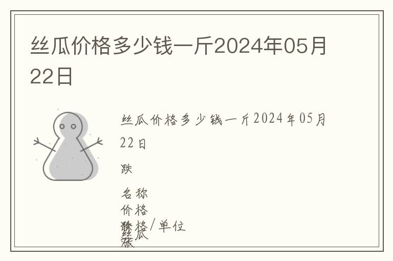 絲瓜價格多少錢一斤2024年05月22日