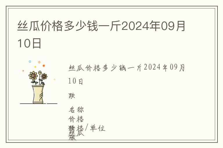 絲瓜價格多少錢一斤2024年09月10日