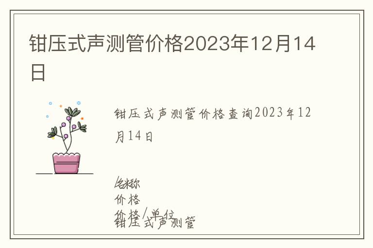 鉗壓式聲測管價格2023年12月14日