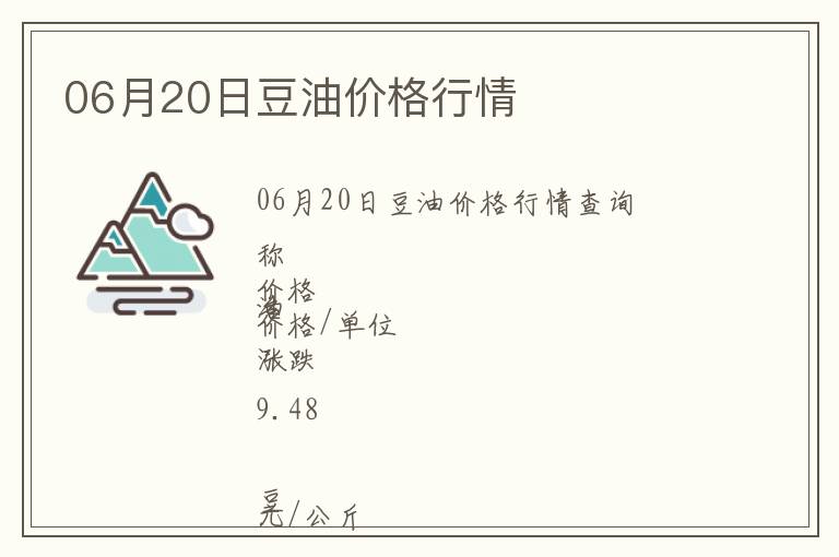 06月20日豆油價(jià)格行情